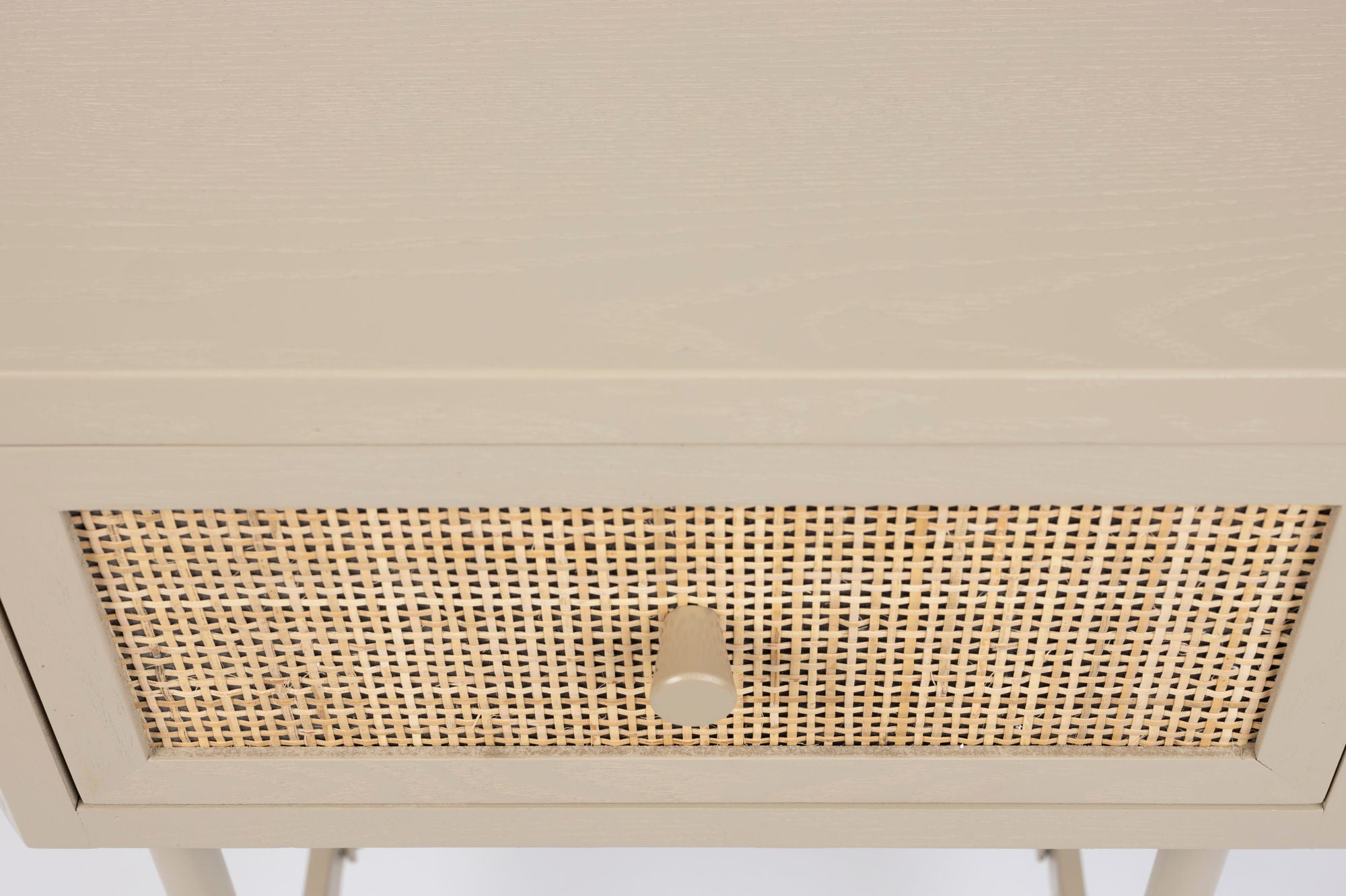 Amaya Beige Wood & Natural Rattan Bedside/Side Table